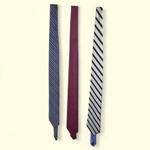 Lot of 3 Tommy Hilfiger &amp; Calvin Klein Mens Silk Ties Designer Blue Burgundy